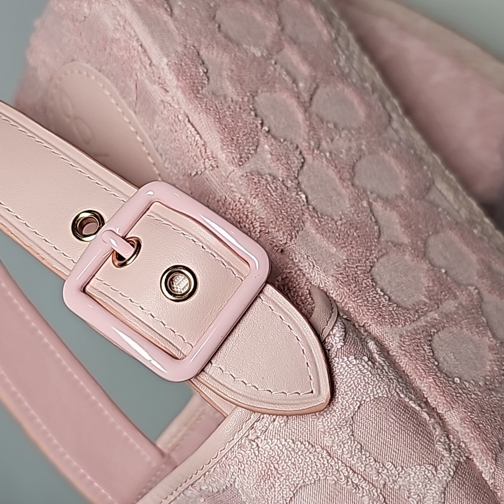 Coach Noelle Terry Cloth Platform Sandals Chunky Sole Slingback Leather Pink 7.5 - Picture 12 of 16